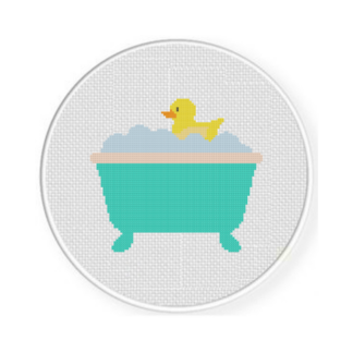 Bath Tub Duckie Cross Stitch Pattern