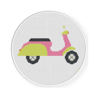 Pink Scooter Cross Stitch Pattern