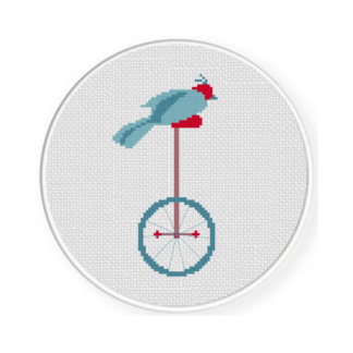 Bird Monocycle Cross Stitch Pattern