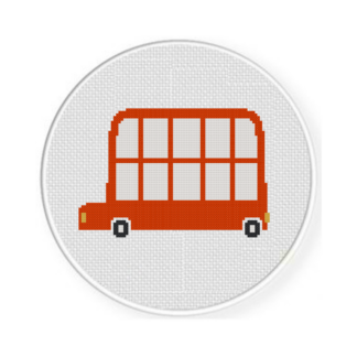 Cartoon Double Decker Bus Cross Stitch Pattern