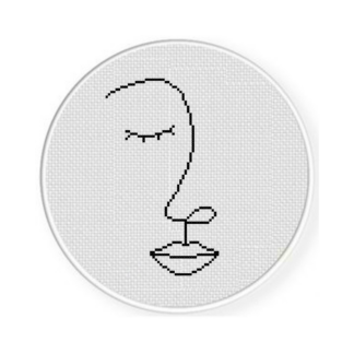 Face Woman Outline Cross Stitch Pattern