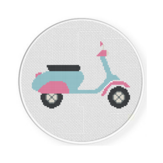 Blue Scooter Cross Stitch Pattern