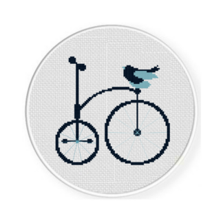 Bird Vintage Bike Cross Stitch Pattern