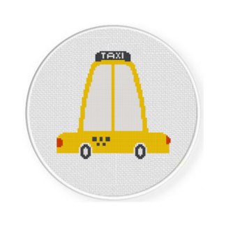 Cartoon Taxi Cross Stitch Pattern