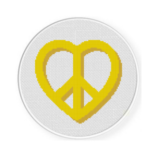 Peace Sign Heart Cross Stitch Pattern