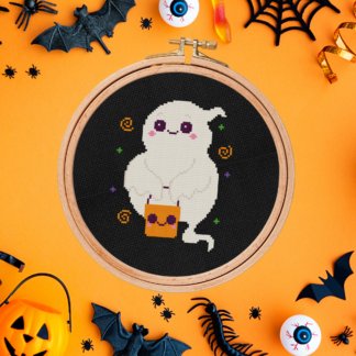 Ghost Candy Bucket Cross Stitch Pattern