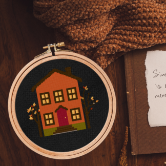 Red Autumn House Cross Stitch Pattern