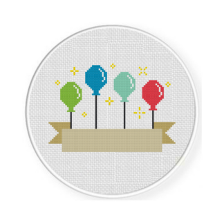 Balloon Ribbon Cross Stitch Pattern