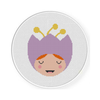 Violet Flower Girl Cross Stitch Pattern