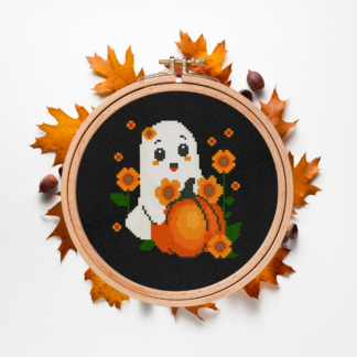 Cute Ghost Pumpkin Cross Stitch Pattern