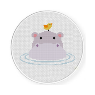 Hippo Bird Cross Stitch Pattern