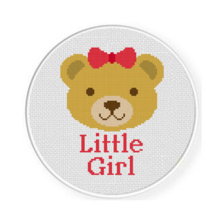 Little Girl Bear Cross Stitch Pattern