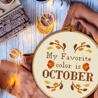 My Favorite Color is October Cross Stitch Pattern