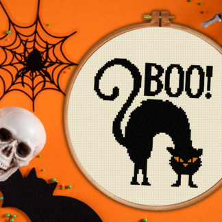 Rugged Black Cat Cross Stitch Pattern