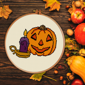 Pumpkin And Candle Cross Stitch Pattern