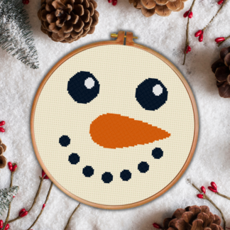 Snowman Smile Face Cross Stitch Pattern