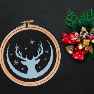 Winter Deer Head Cross Stitch Pattern