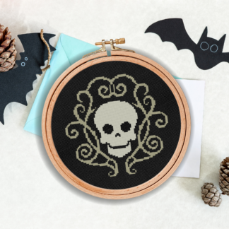 Skull Deco Swirl Cross Stitch Pattern