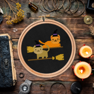 Witch Kitties Cross Stitch Pattern