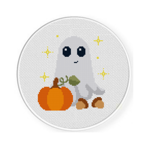 Autumn Ghost Pumpkin Cross Stitch Pattern - Image 2