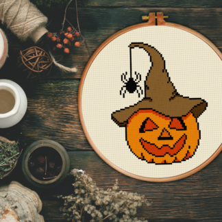 Pumpkin And Spider Cross Stitch Pattern