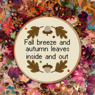 Fall Breeze and Autumn Leaves Inside and Out Cross Stitch Pattern