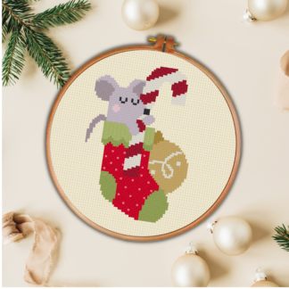 Mouse in Stocking Cross Stitch Pattern
