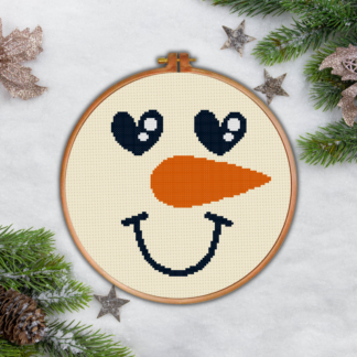 Snowman Heart Eyes Cross Stitch Pattern