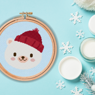 Winter Polar Bear Cross Stitch Pattern