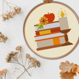 Autumn Books Cross Stitch Pattern