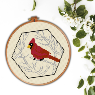 Cardinal Branch Cross Stitch Pattern