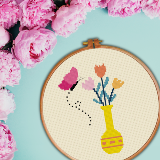 Flower and Butterfly Cross Stitch Pattern