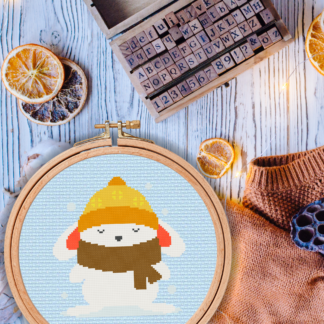 Winter Bunny Scarf Cross Stitch Pattern