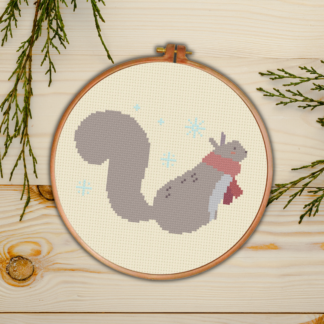 Winter Squirrel Cross Stitch Pattern