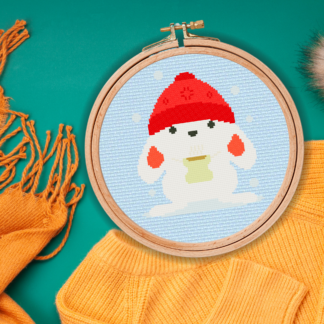 Winter Bunny Coffee Cross Stitch Pattern