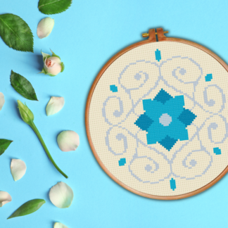 Winter Flower Swirl Cross Stitch Pattern