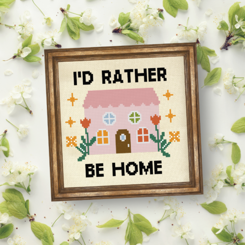 I'd Rather Be Home Cross Stitch Pattern