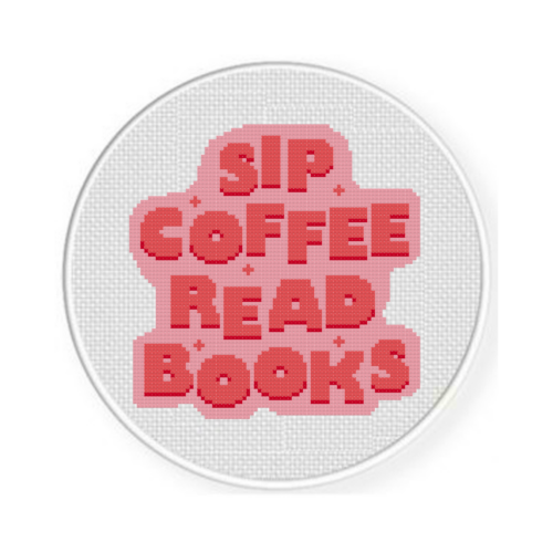 Sip Coffee Read Books Cross Stitch Pattern - Image 2