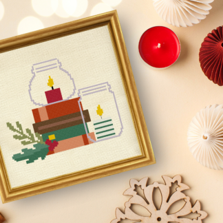 Cozy Christmas Books Cross Stitch Pattern