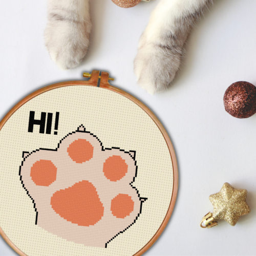 Kitty Paw Hi Cross Stitch Pattern