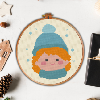 Cute Winter Girl Cross Stitch Pattern