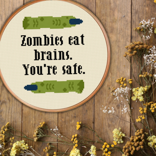 Zombies Eat Brains Cross Stitch Pattern