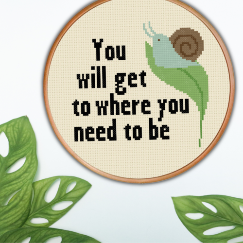 Snail On A Leaf Cross Stitch Pattern