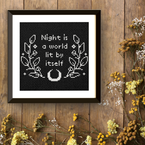 Night Is A World Lit By Itself Cross Stitch Pattern