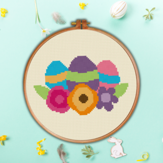 Egg and Flower Crown Cross Stitch Pattern