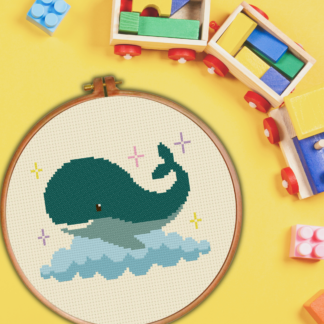 Whale Clouds Cross Stitch Pattern