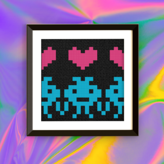 Pixel Monster Heart Cross Stitch Pattern
