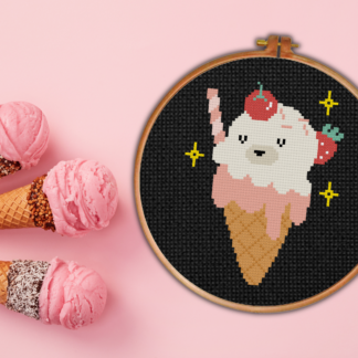 Ice Cream Bear Cross Stitch Pattern