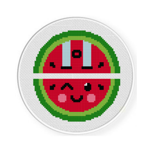 Two Faced Kawaii Watermelon Cross Stitch Pattern - Image 2