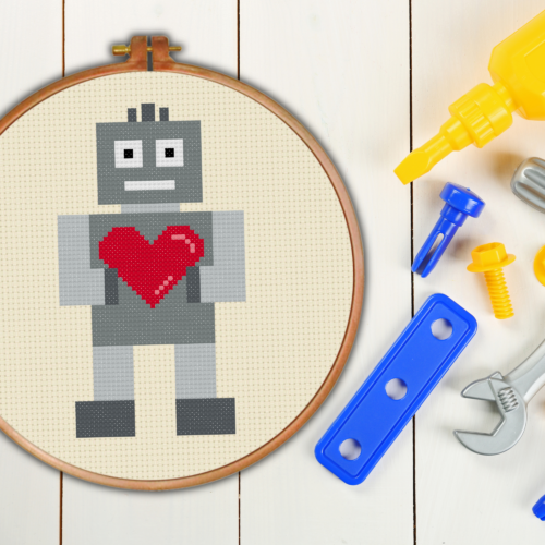 Robot Love Cross Stitch Pattern